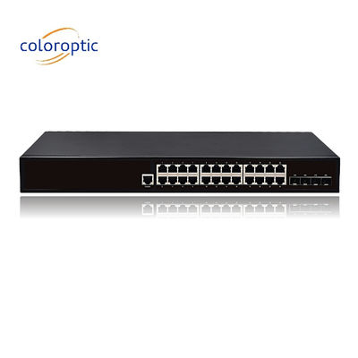 24 poorten Fast Ethernet Poe-schakelaars Plug and Play 10/100/1000M(POE) 4*10GE SFP-poorten